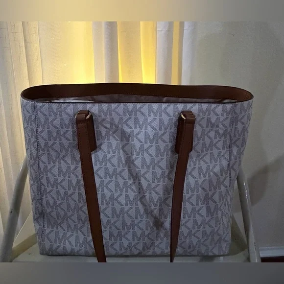 Michael Kors Tan and Cream Logo Tote